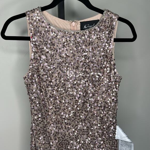 NWT MAC DUGGAL Rosewood Sleeveless Sequined Midi Sheath Dress Women’s - Picture 4 of 11